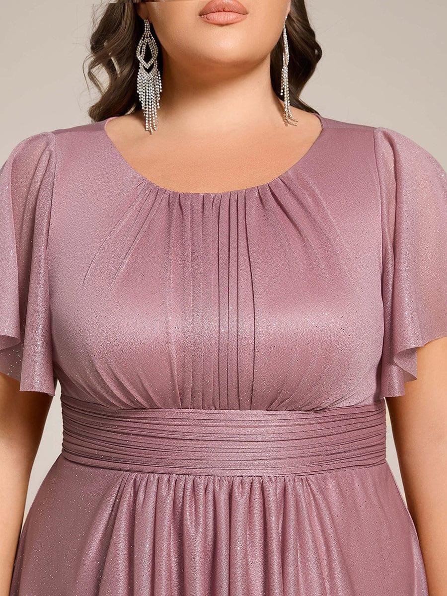 Glitter Round Neck Midi Evening Dress #color_Purple Orchid