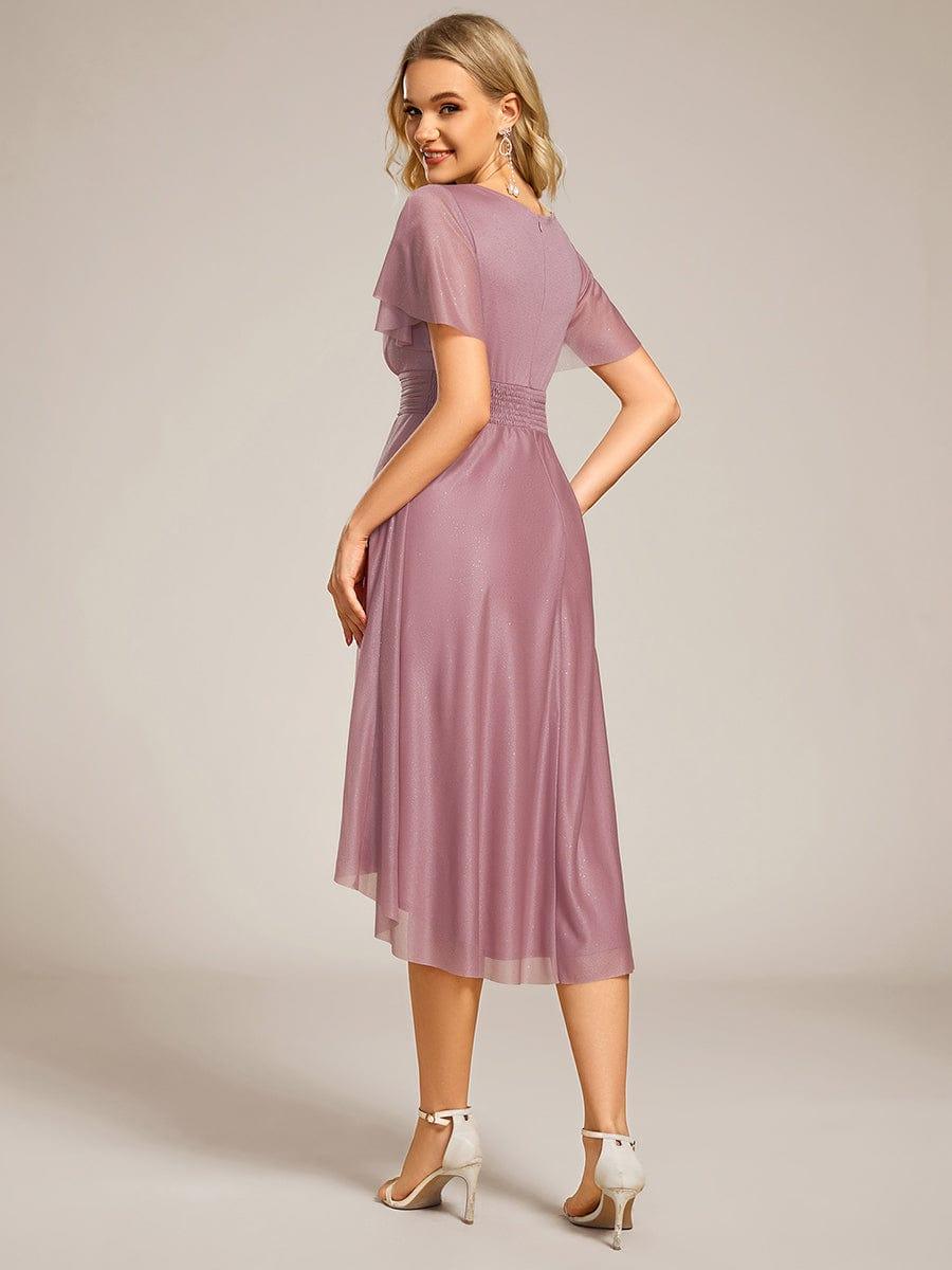 Glitter Round Neck Midi Evening Dress #color_Purple Orchid