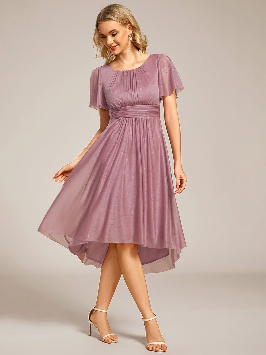 Glitter Round Neck Midi Evening Dress #color_Purple Orchid