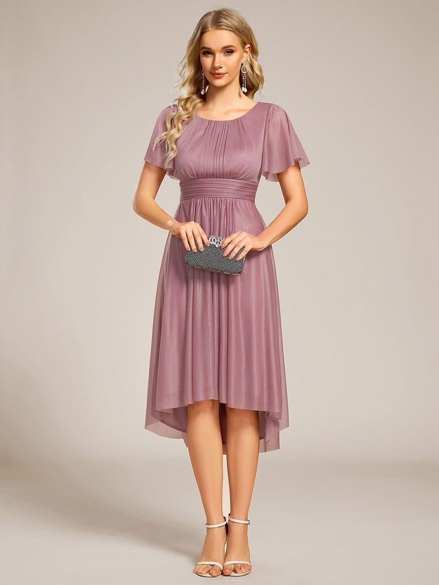 Glitter Round Neck Midi Evening Dress #color_Purple Orchid