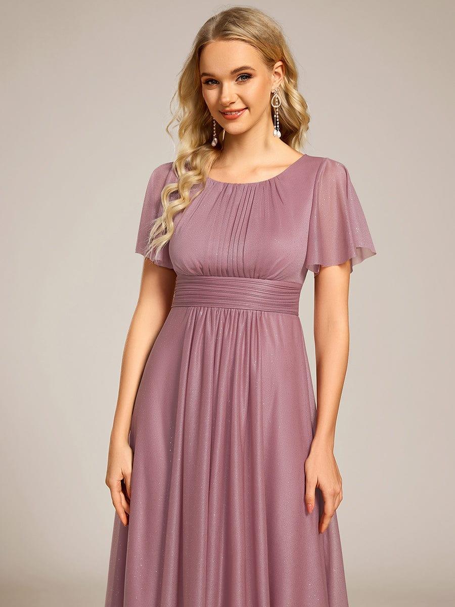 Glitter Round Neck Midi Evening Dress #color_Purple Orchid