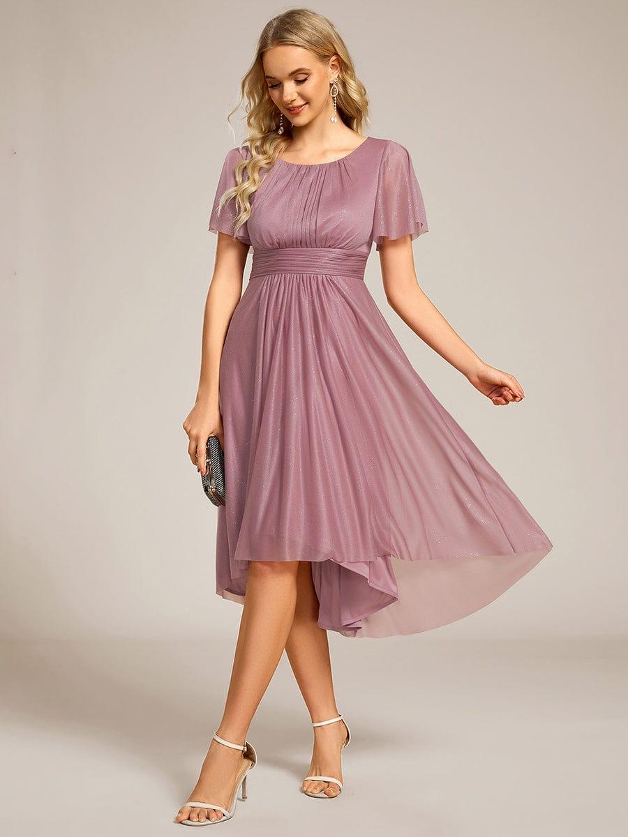 Glitter Round Neck Midi Evening Dress #color_Purple Orchid