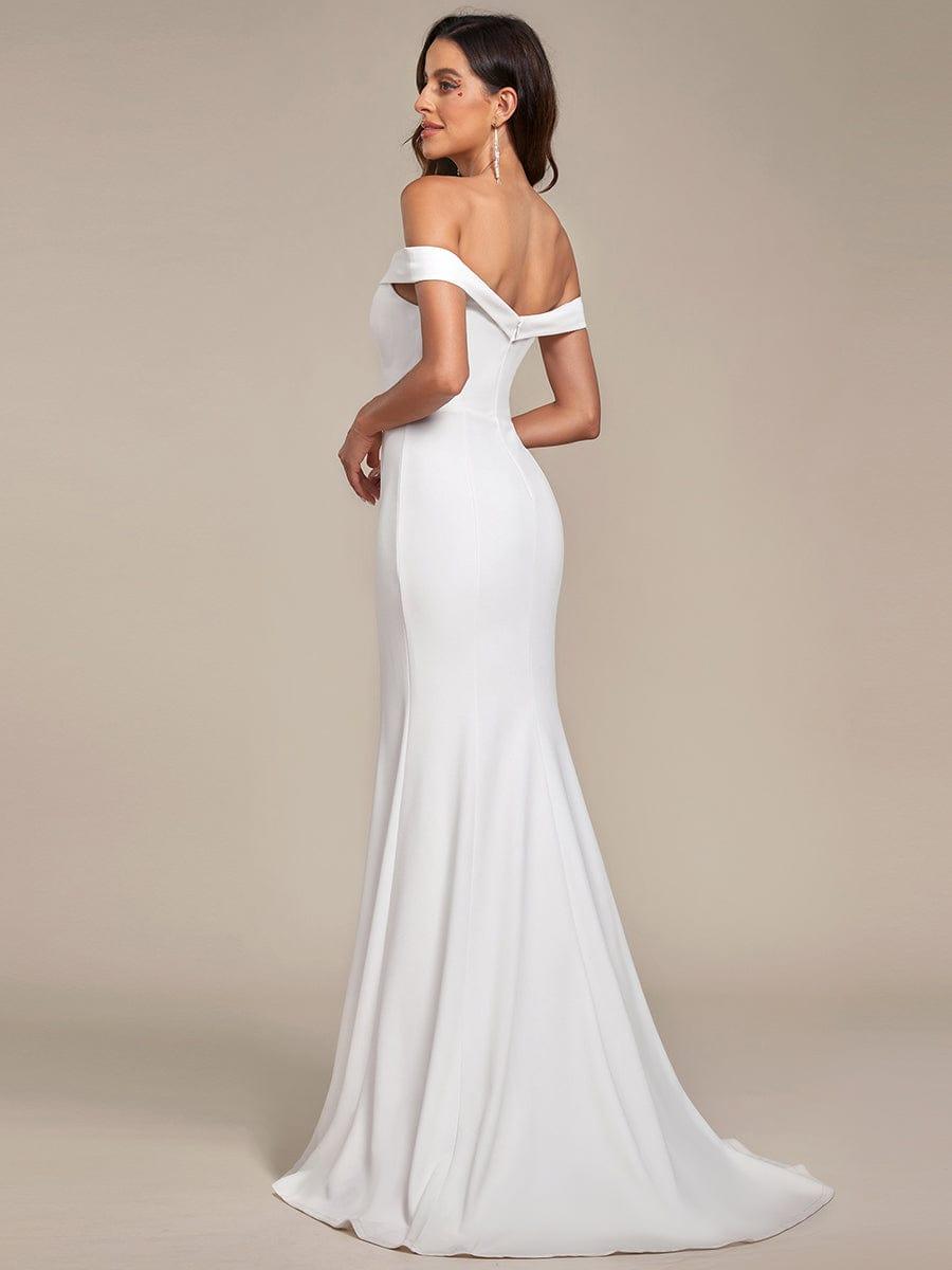 Plain Solid Color Off Shoulder Mermaid Wedding Dress