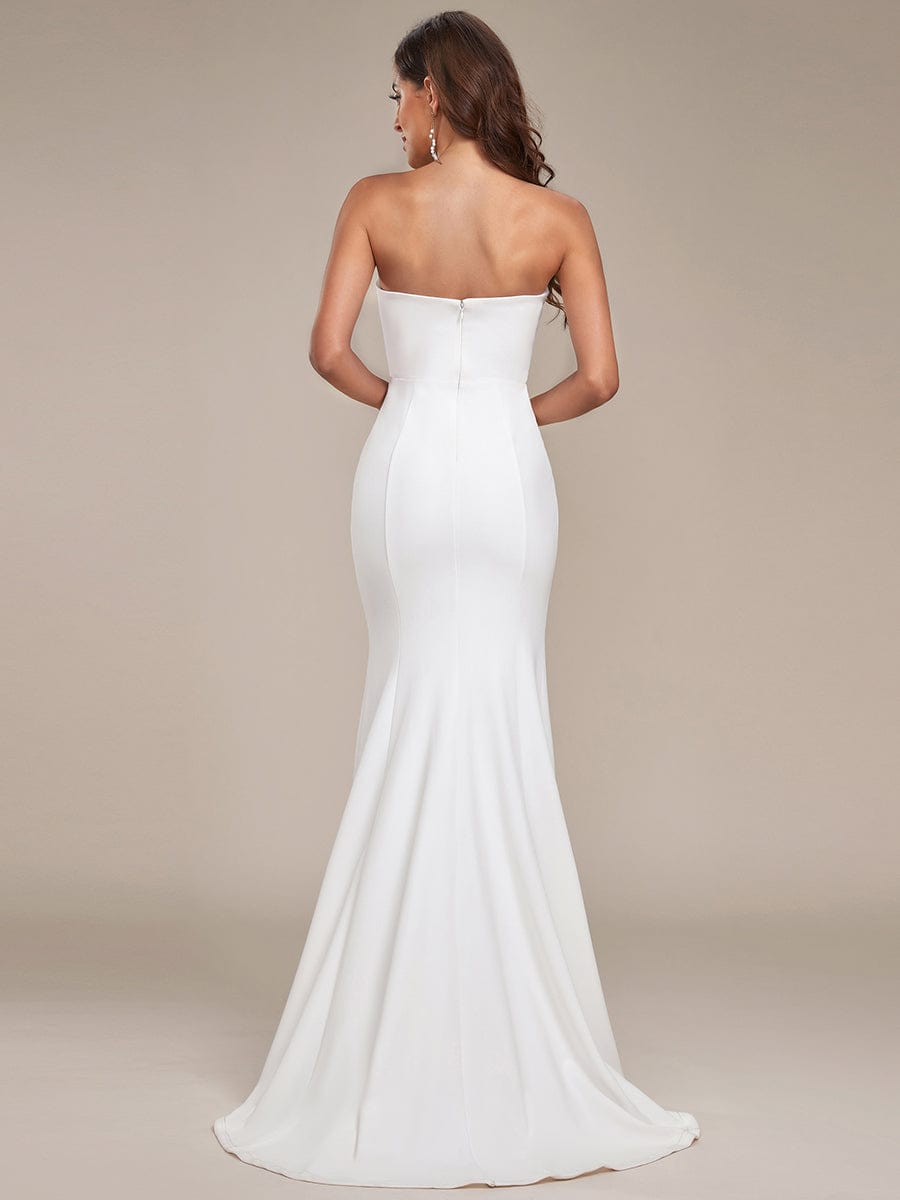 Simple Strapless Sweetheart Mermaid Wedding Dress #color_Cream