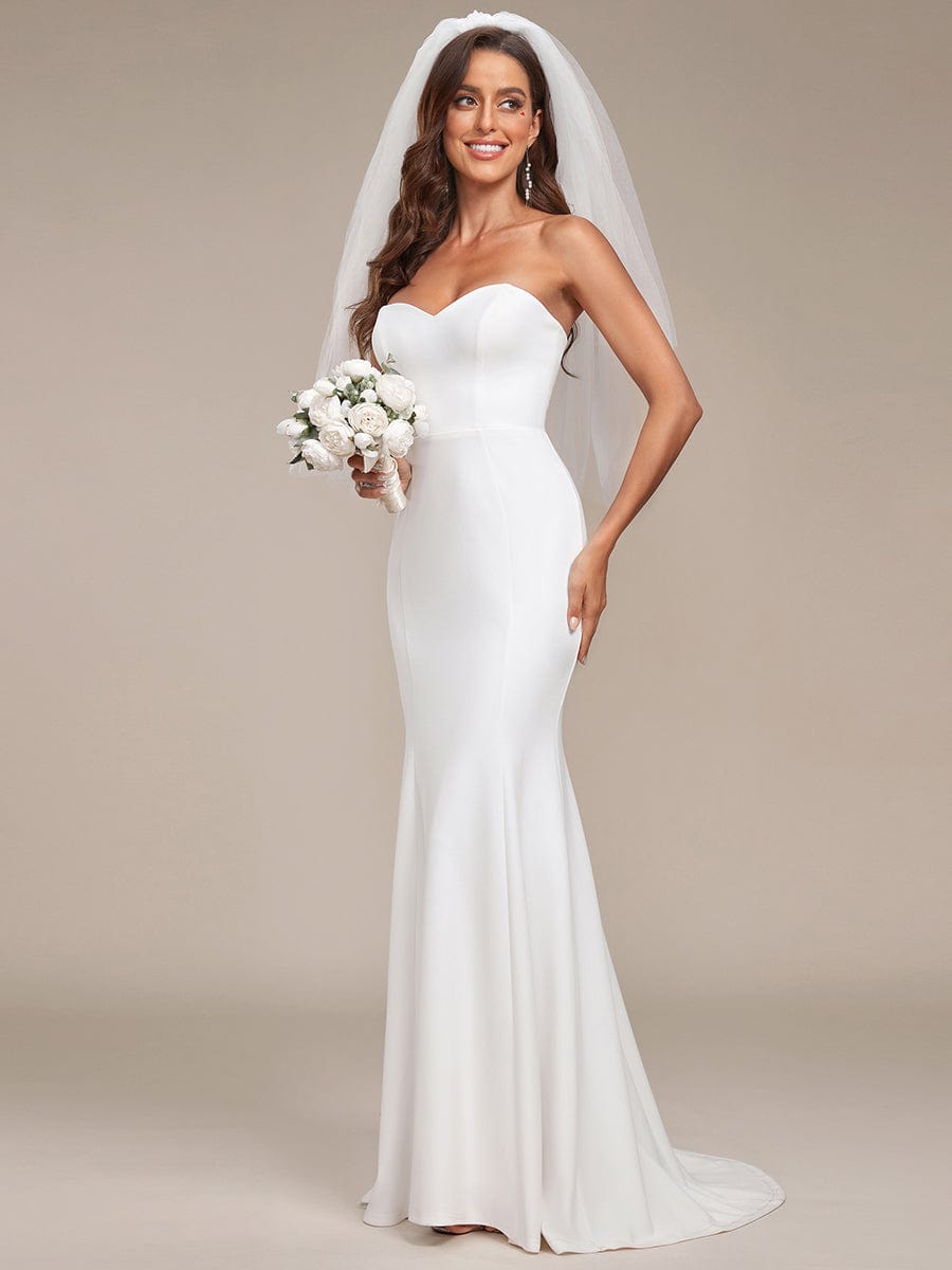 Simple Strapless Sweetheart Mermaid Wedding Dress #color_Cream