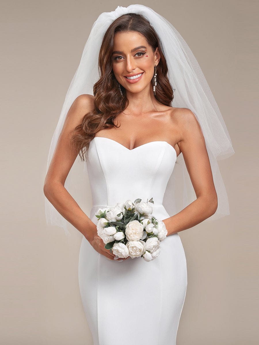 Simple Strapless Sweetheart Mermaid Wedding Dress #color_Cream