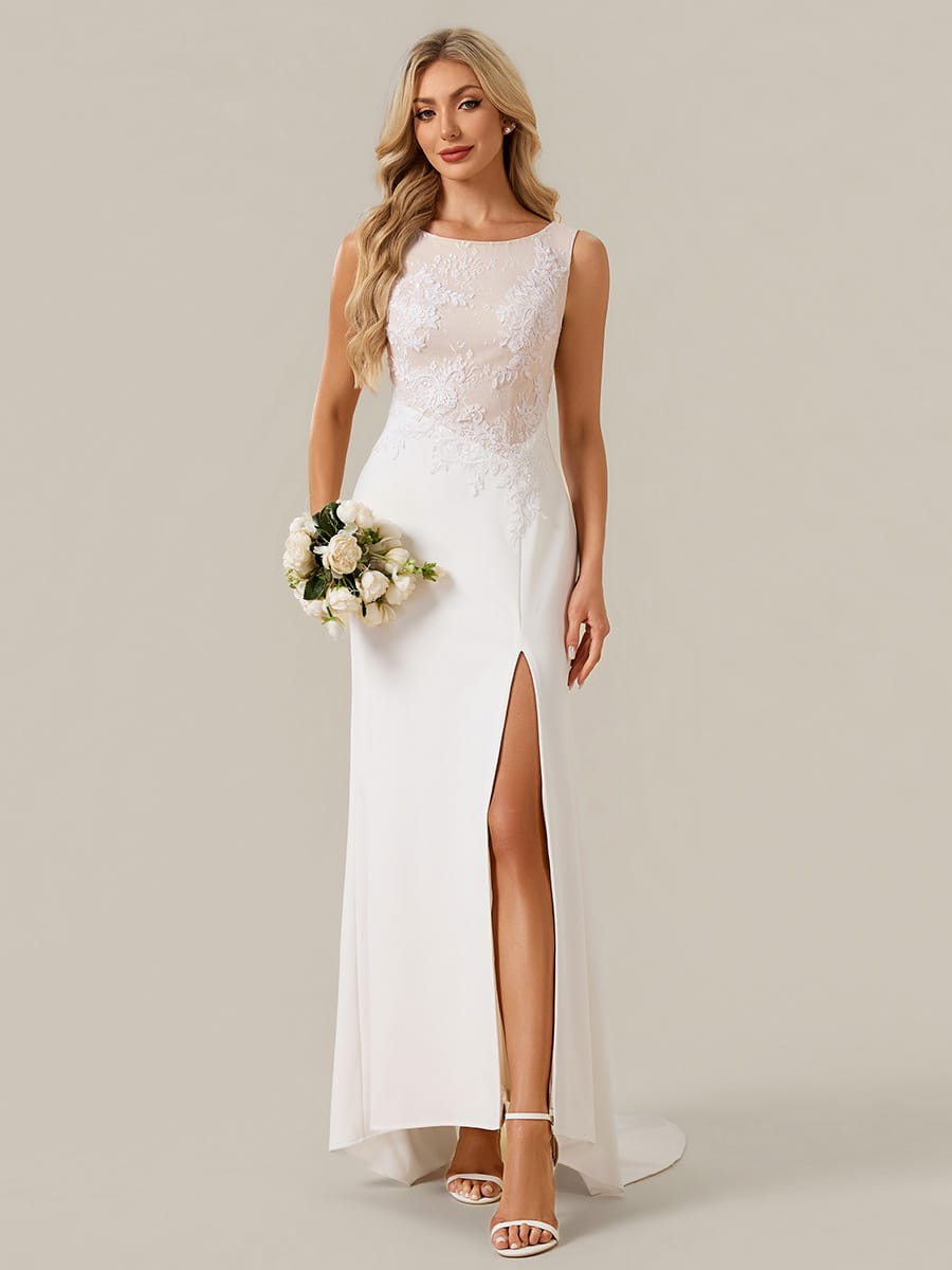 Floral Knit Sleeveless Dress #color_White