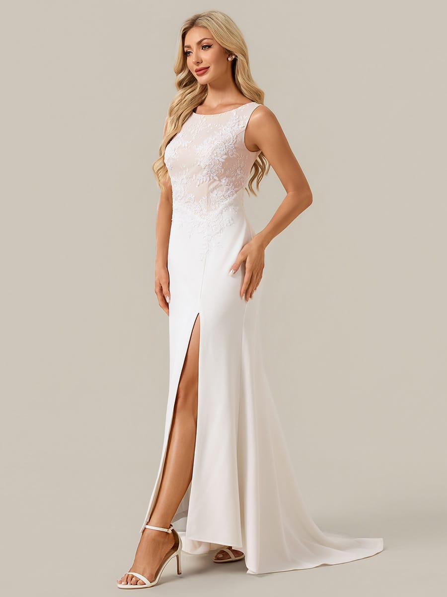 Floral Knit Sleeveless Dress #color_White