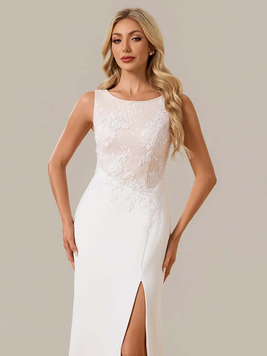 Floral Knit Sleeveless Dress #color_White