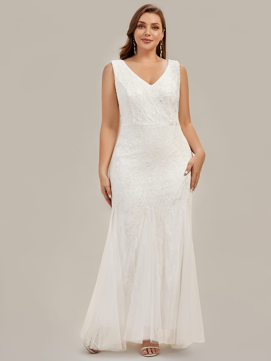Floral Sequin Sleeveless Dress #color_White