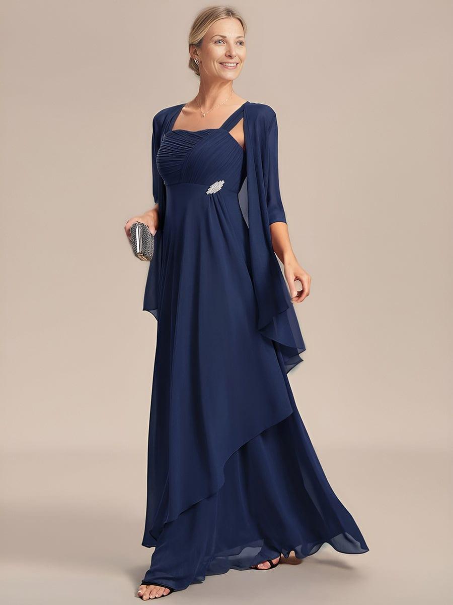 Two-Piece Square Neck Mother of the Bride Dress with Chiffon Top