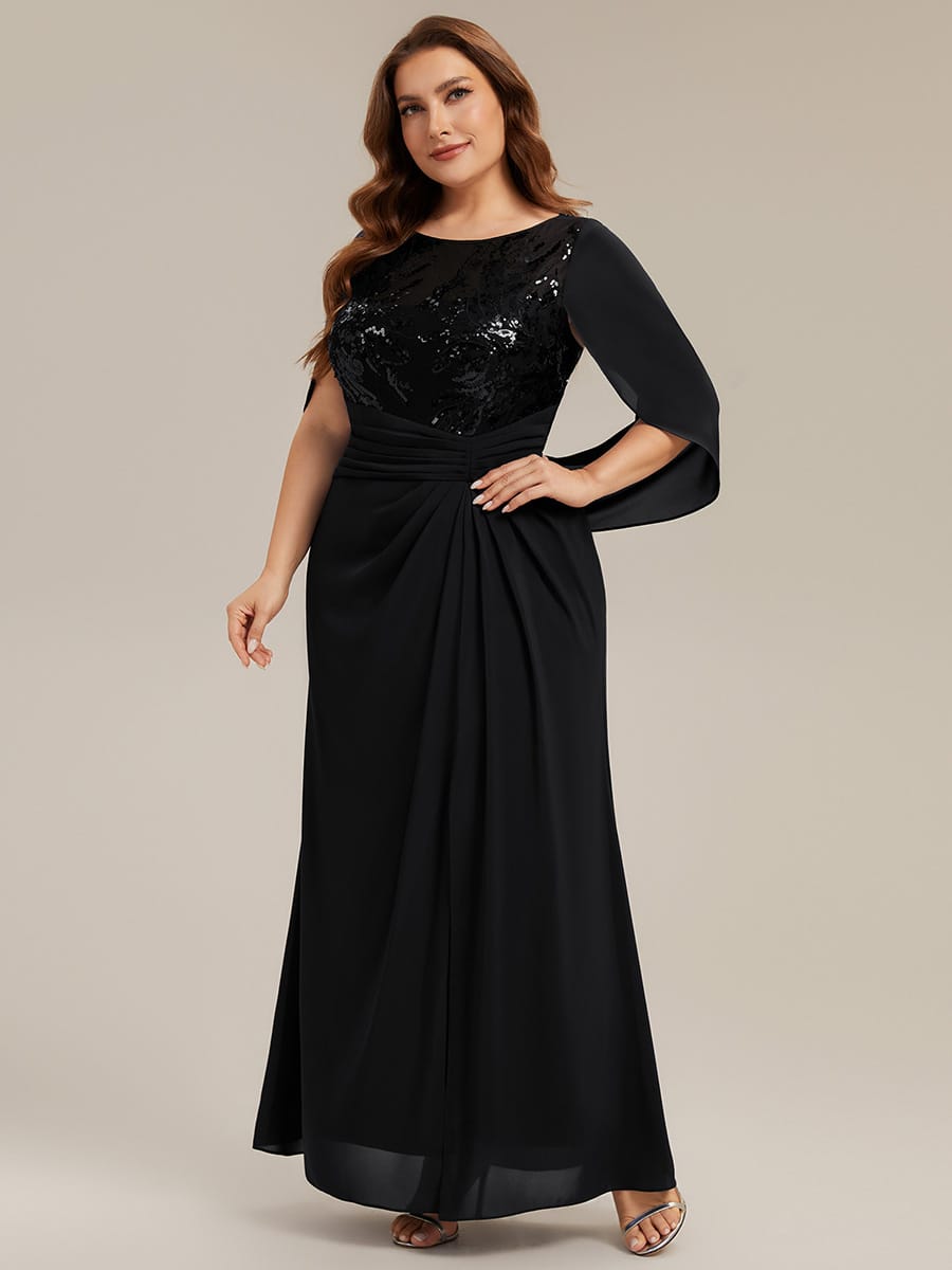 See-through Chiffon Sleeveless Dress #color_Black