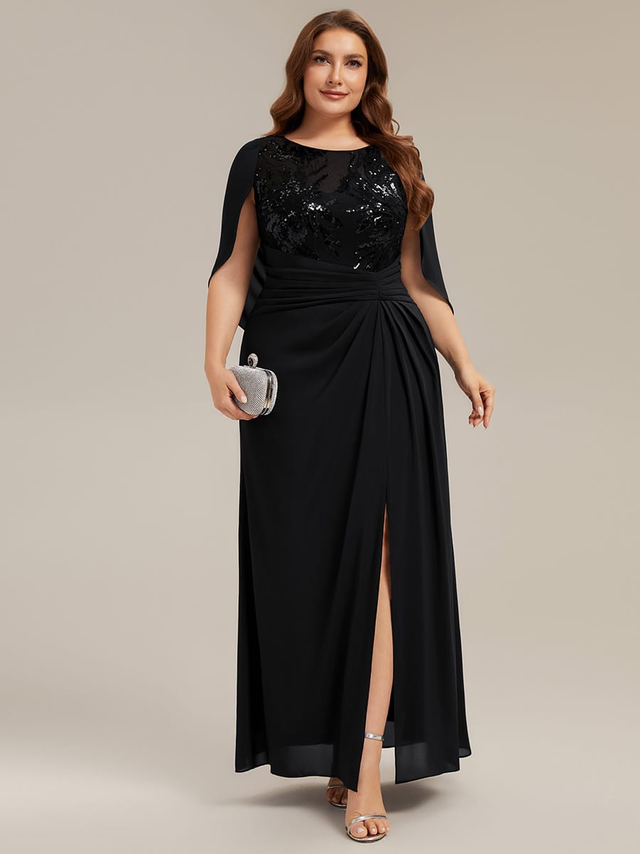 See-through Chiffon Sleeveless Dress #color_Black
