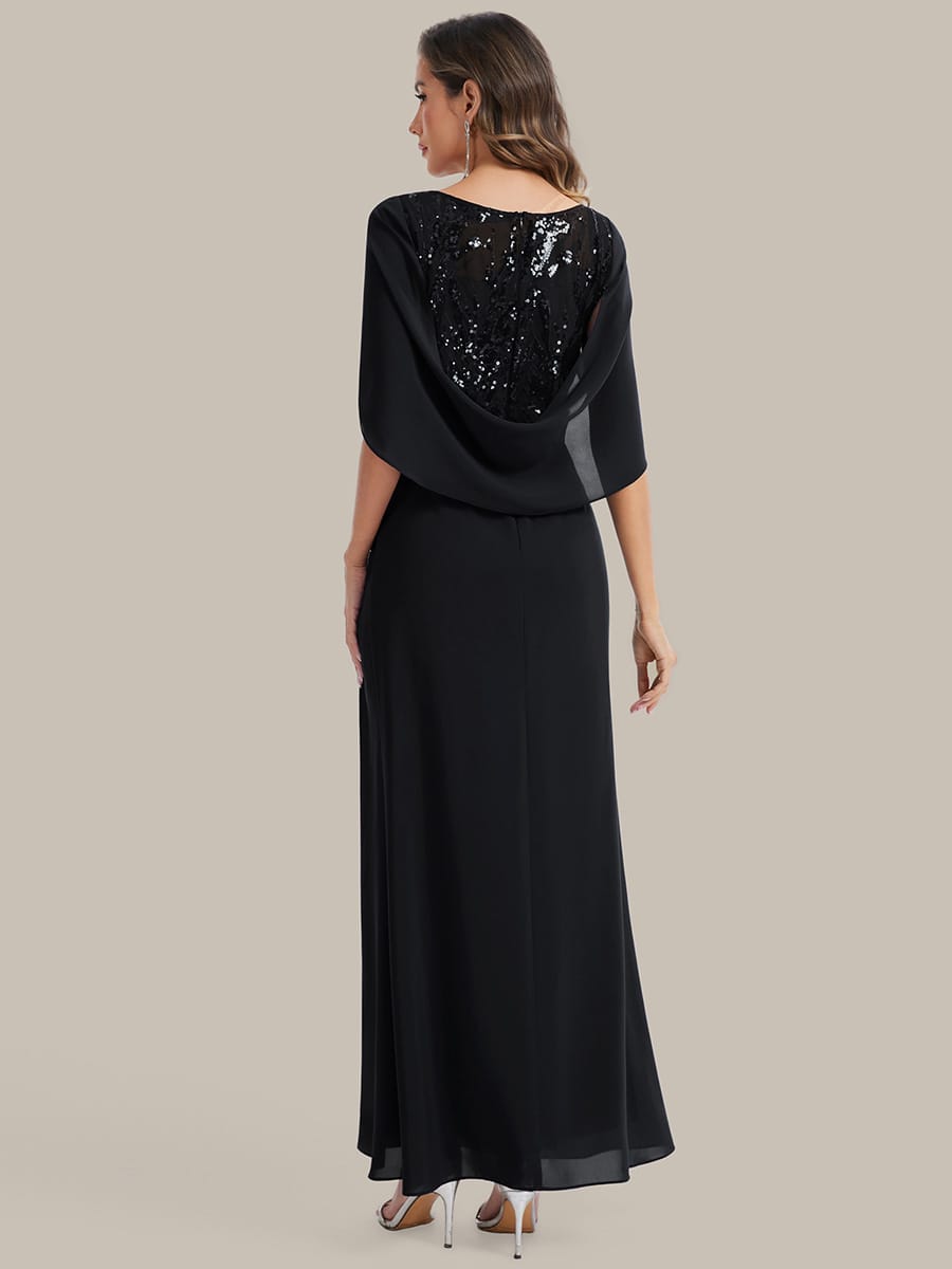 See-through Chiffon Sleeveless Dress #color_Black
