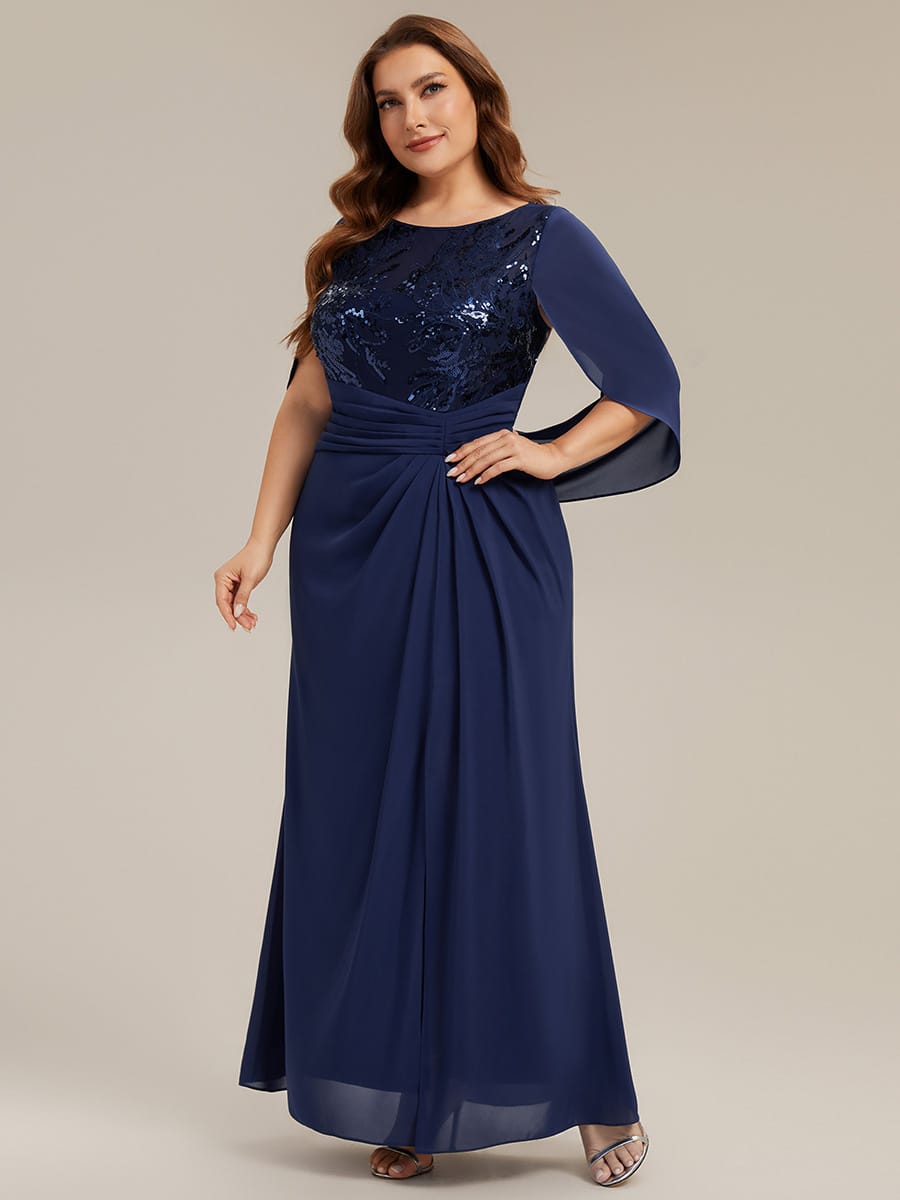 See-through Chiffon Sleeveless Dress #color_Navy Blue
