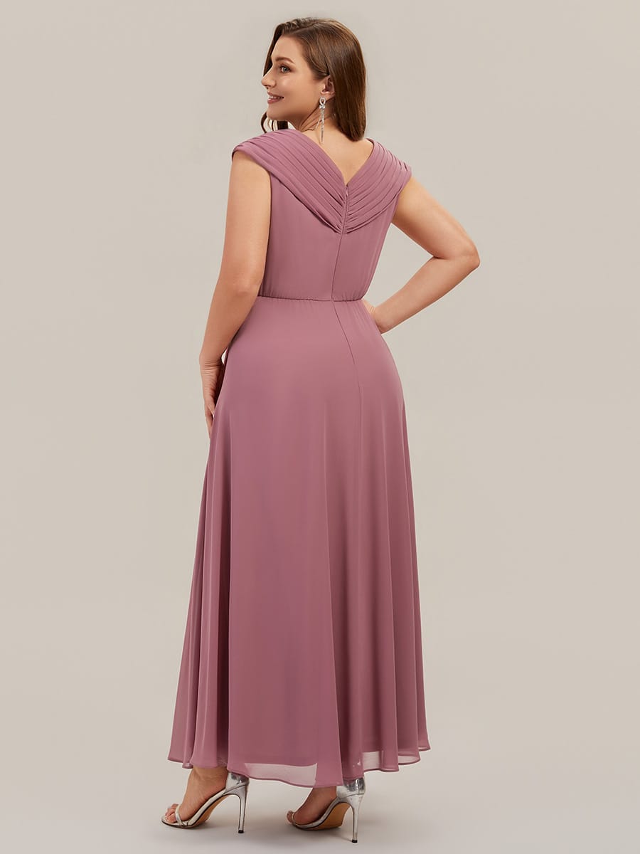 Flowing Ribbons Chiffon Cap Sleeve Dress #color_Purple Orchid