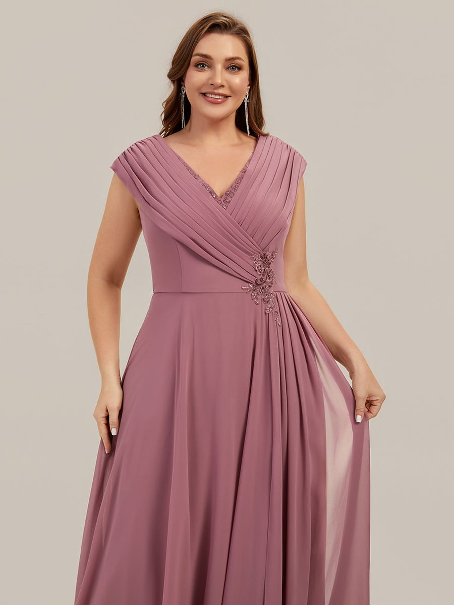 Flowing Ribbons Chiffon Cap Sleeve Dress #color_Purple Orchid