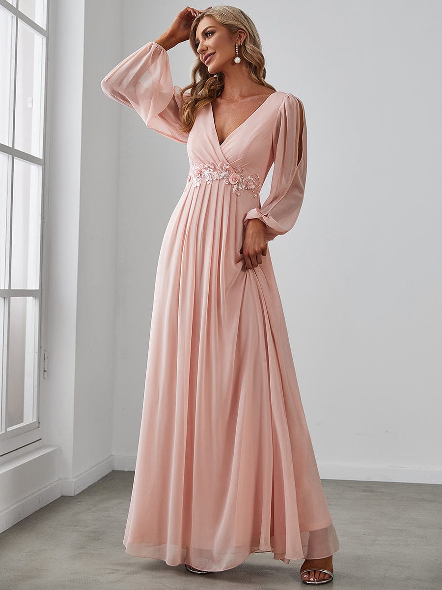 Pink Chiffon Bridesmaid Dresses #style_EP00461PK