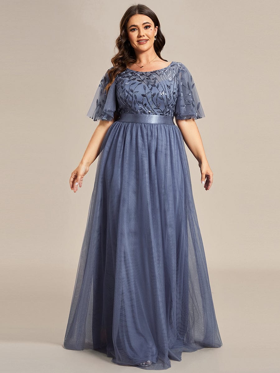 Dusty Blue Bridesmaid Gowns #style_EP00904DN