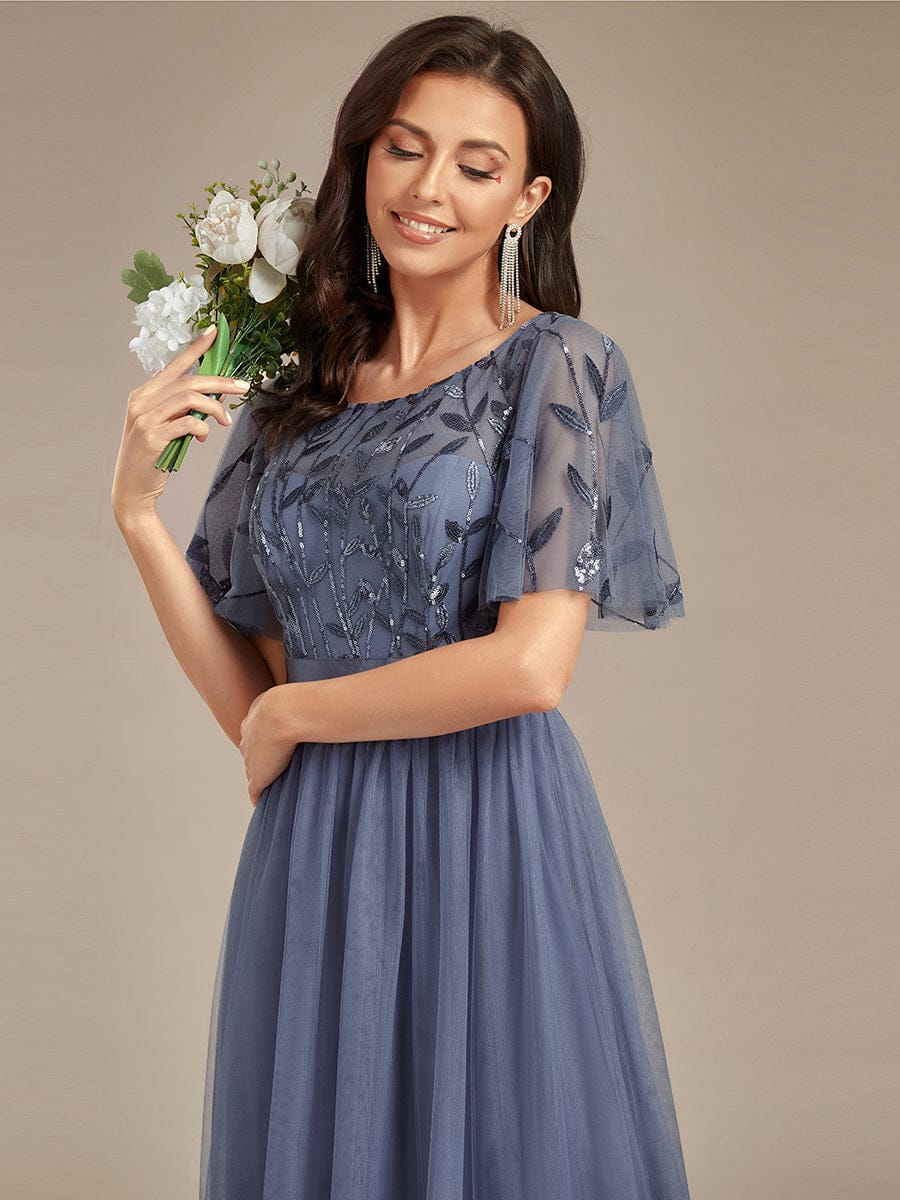 Dusty Blue Bridesmaid Gowns #style_EP00904DN