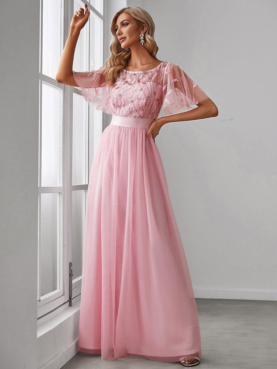 Pink Tulle Bridesmaid Dresses #style_EP00904PK