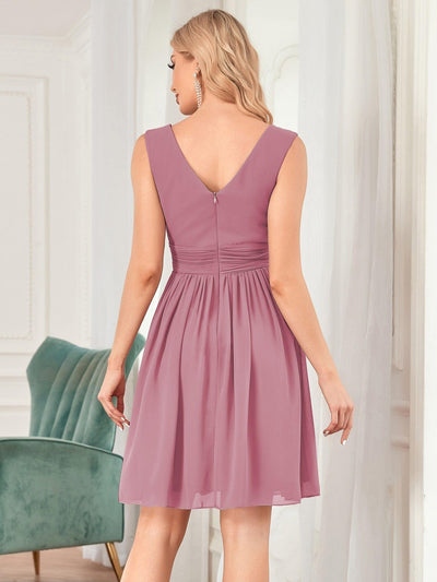 Knee-Length Chiffon Bridesmaid Dresses for Women with V-Neck #color_Purple Orchid