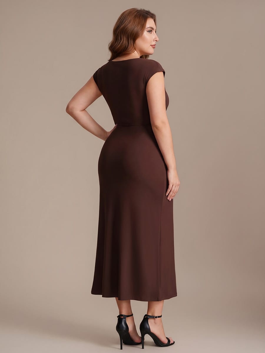 Slit Knit Bodycon Skirts #color_Chocolate Brown