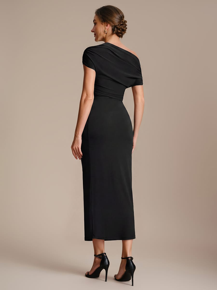 Knit Bodycon Midi Length,Tea Length Skirts #color_Black