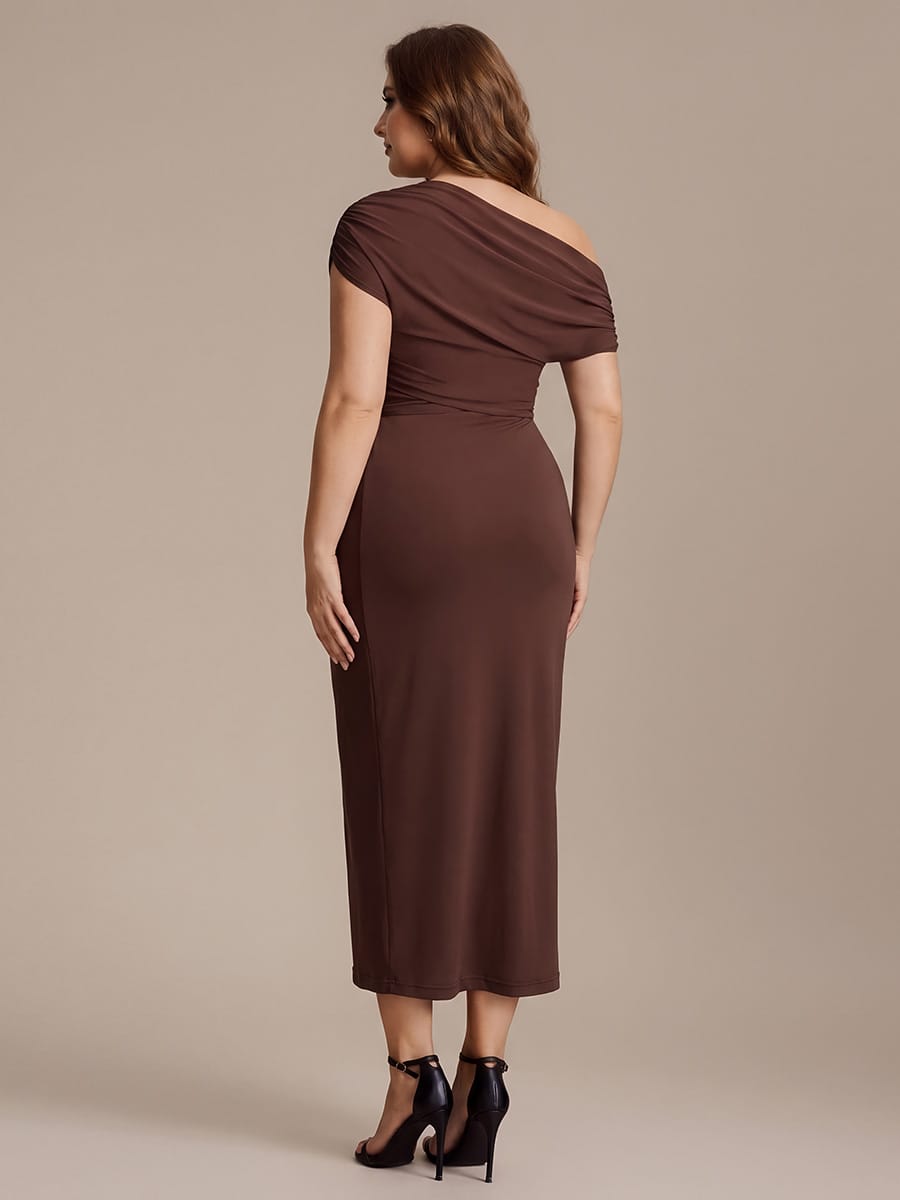 Knit Bodycon Midi Length,Tea Length Skirts #color_Chocolate Brown