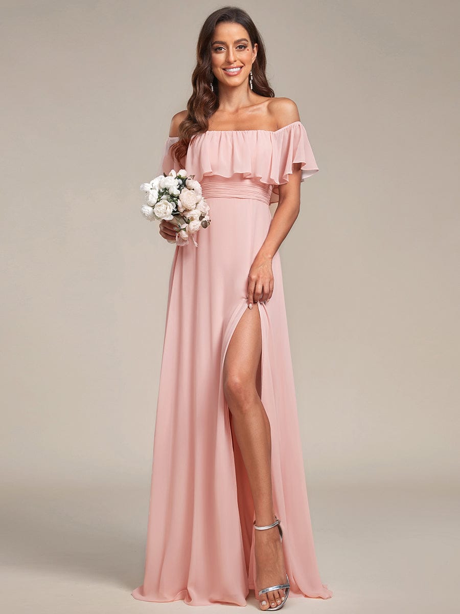 Pink Chiffon Bridesmaid Dresses #style_ES00969PK