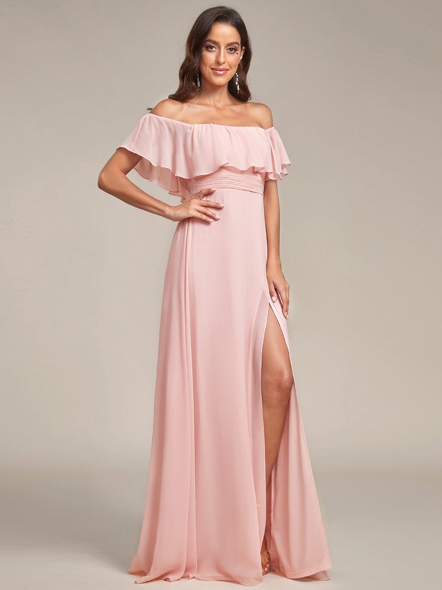 Pink Chiffon Bridesmaid Dresses #style_ES00969PK