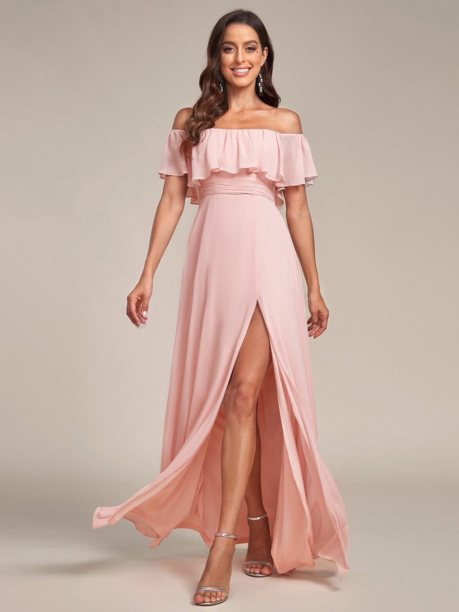 Pink Chiffon Bridesmaid Dresses #style_ES00969PK