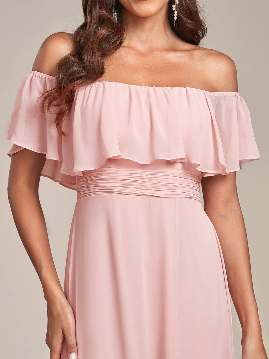 Pink Chiffon Bridesmaid Dresses #style_ES00969PK