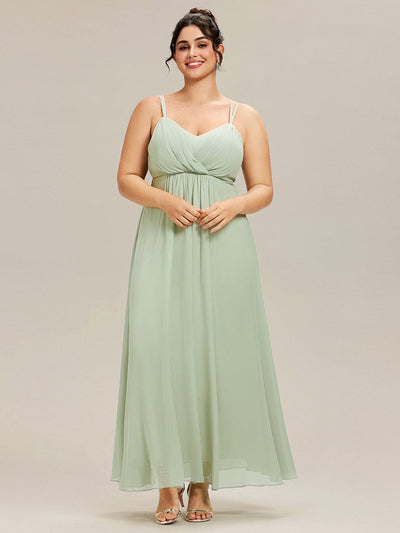 Chiffon and Lace Open Back Bridesmaid Dress with Spaghetti Straps #color_Mint Green