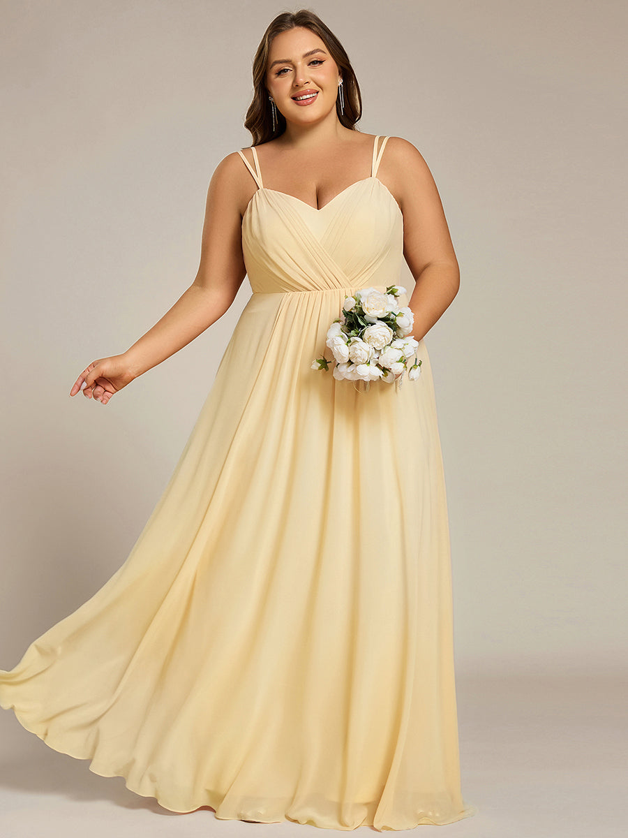 Chiffon and Lace Open Back Bridesmaid Dress with Spaghetti Straps #color_Yellow