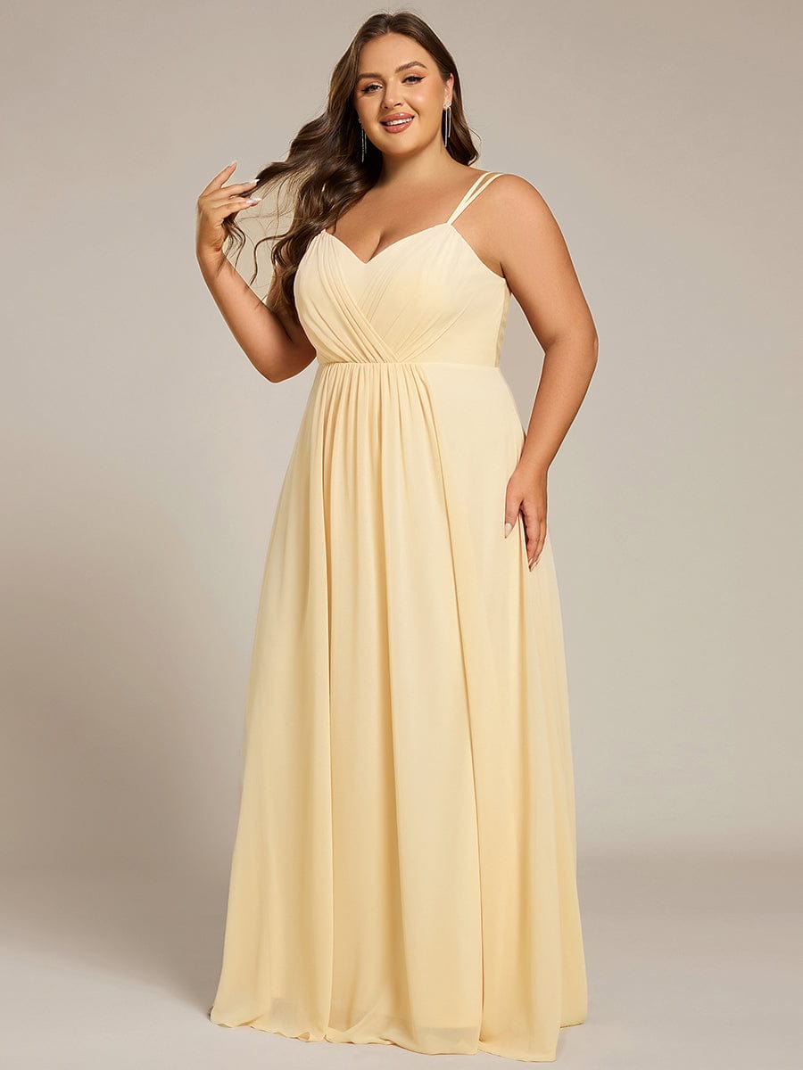 Chiffon and Lace Open Back Bridesmaid Dress with Spaghetti Straps #color_Yellow