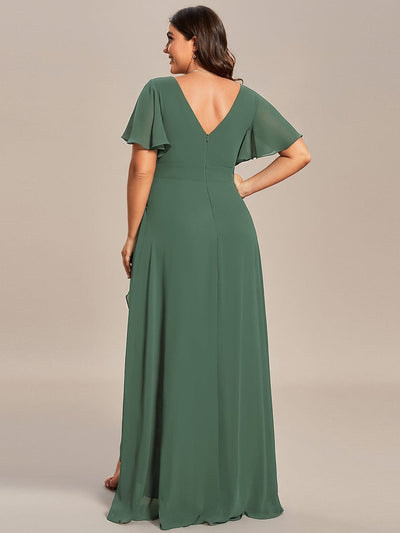 Charming Chiffon Bridesmaid Dress with Lotus Leaf Hemline #color_Eucalyptus Green