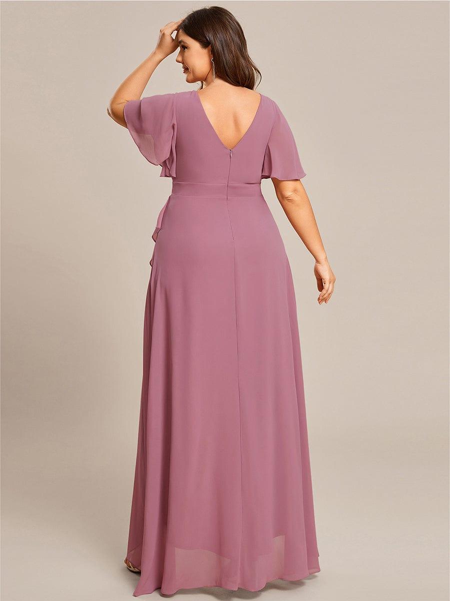 Charming Chiffon Bridesmaid Dress with Lotus Leaf Hemline #color_Purple Orchid