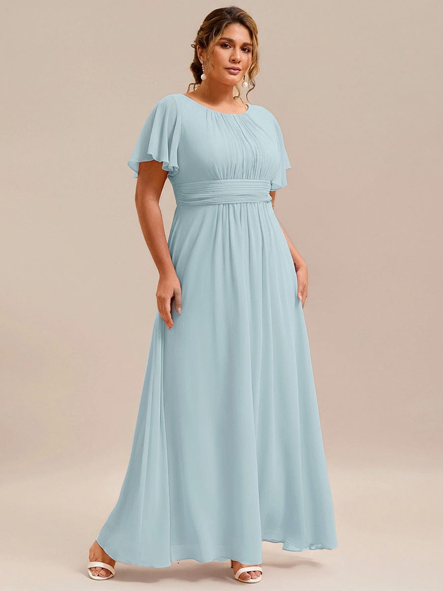 Stylish Chiffon Plus Size Evening Dresses with Long Lantern Sleeves #color_Sky Blue