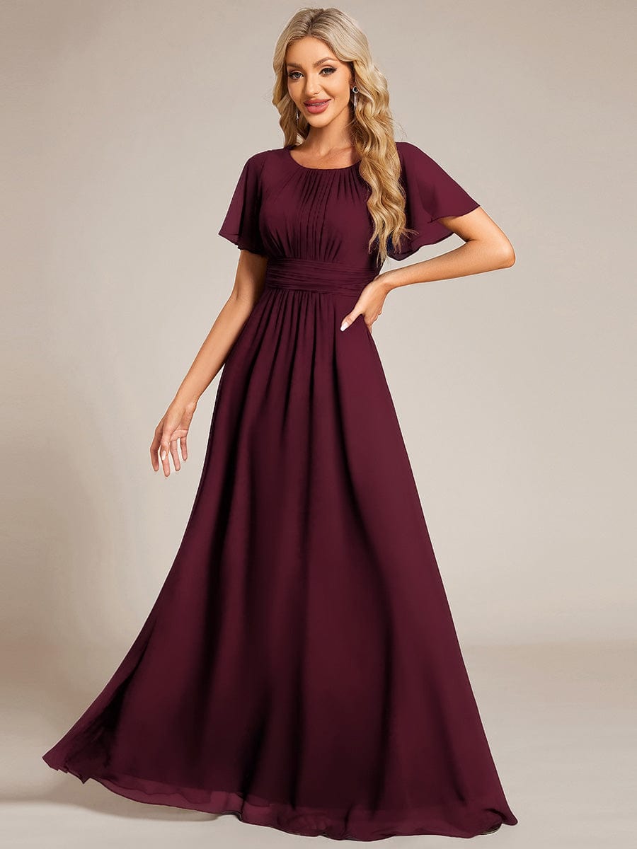 Stylish Chiffon Plus Size Evening Dresses with Long Lantern Sleeves #color_Mulberry