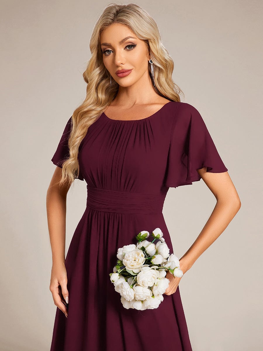 Stylish Chiffon Plus Size Evening Dresses with Long Lantern Sleeves #color_Mulberry