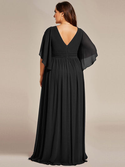 Plus Size V-Neck A-Line Chiffon Bridesmaid Dress #color_Black