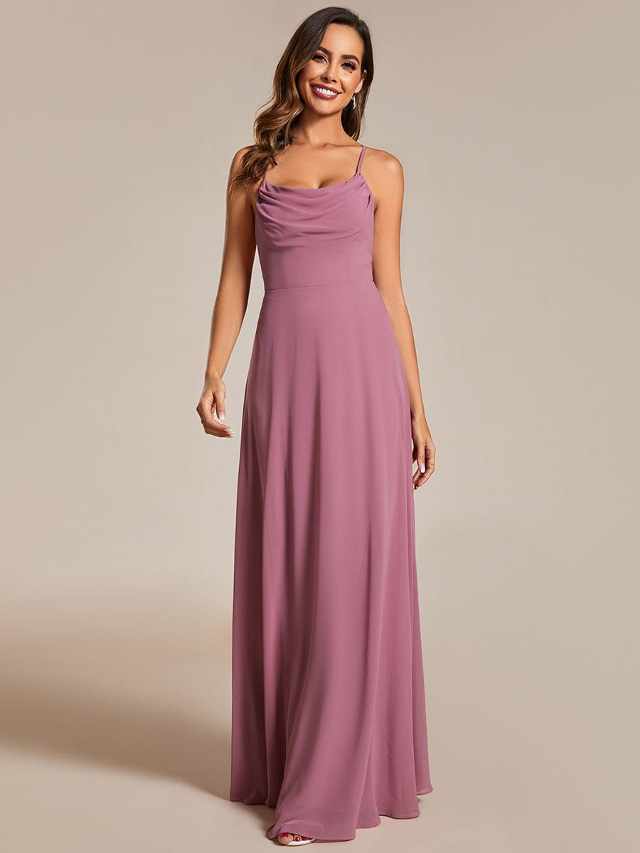 Custom Size Adjustable Spaghetti Strap Chiffon A-Line Bridesmaid Dresses #color_Purple Orchid