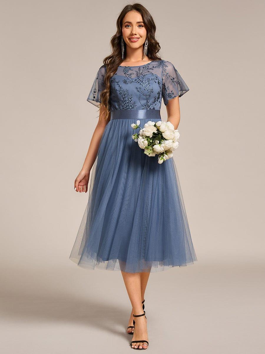 Dusty Blue Bridesmaid Gowns #style_ES02293DN