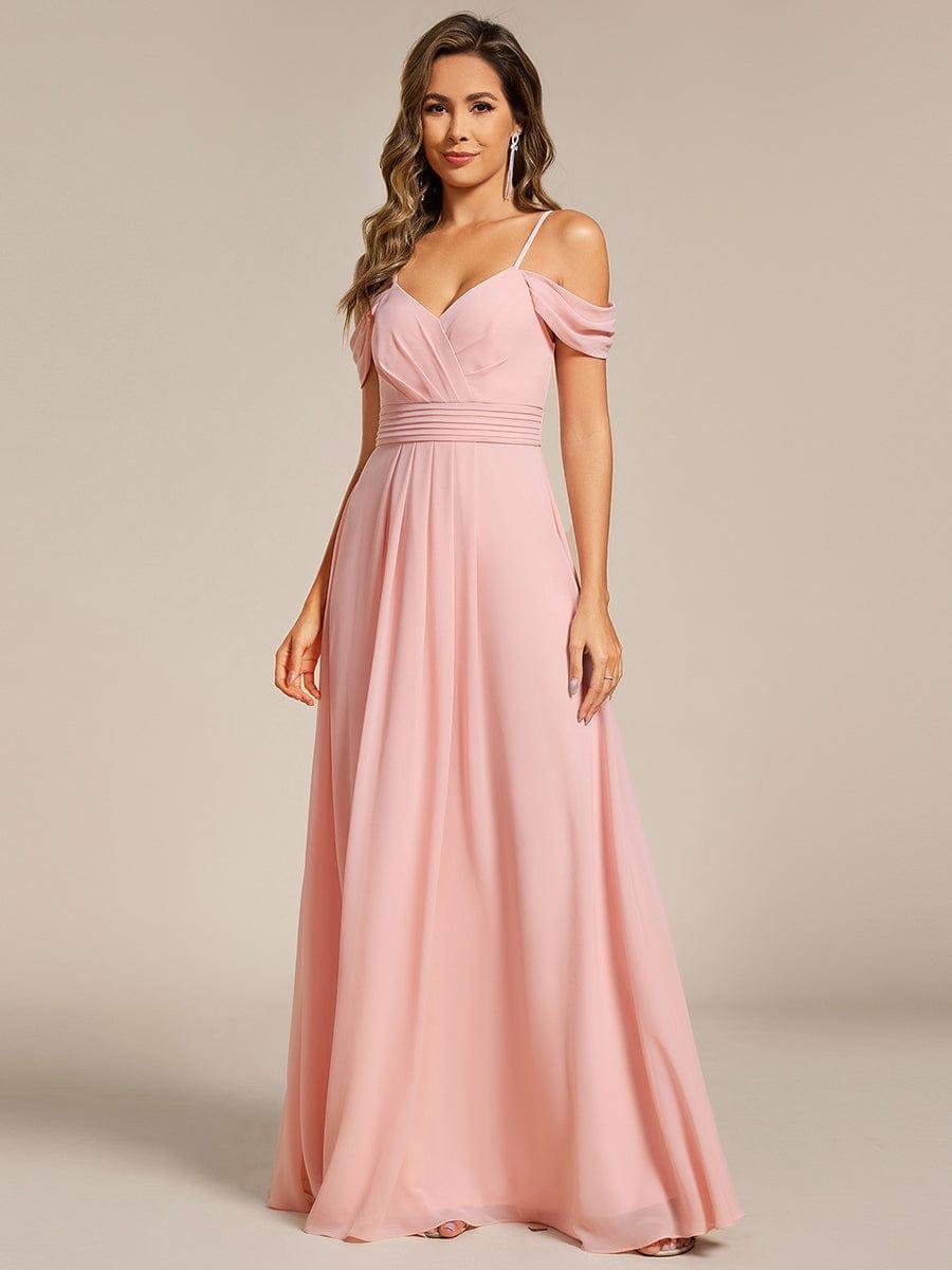 Multiway A-Line Off the Shoulder Chiffon Maxi Bridesmaid Dress #color_Pink