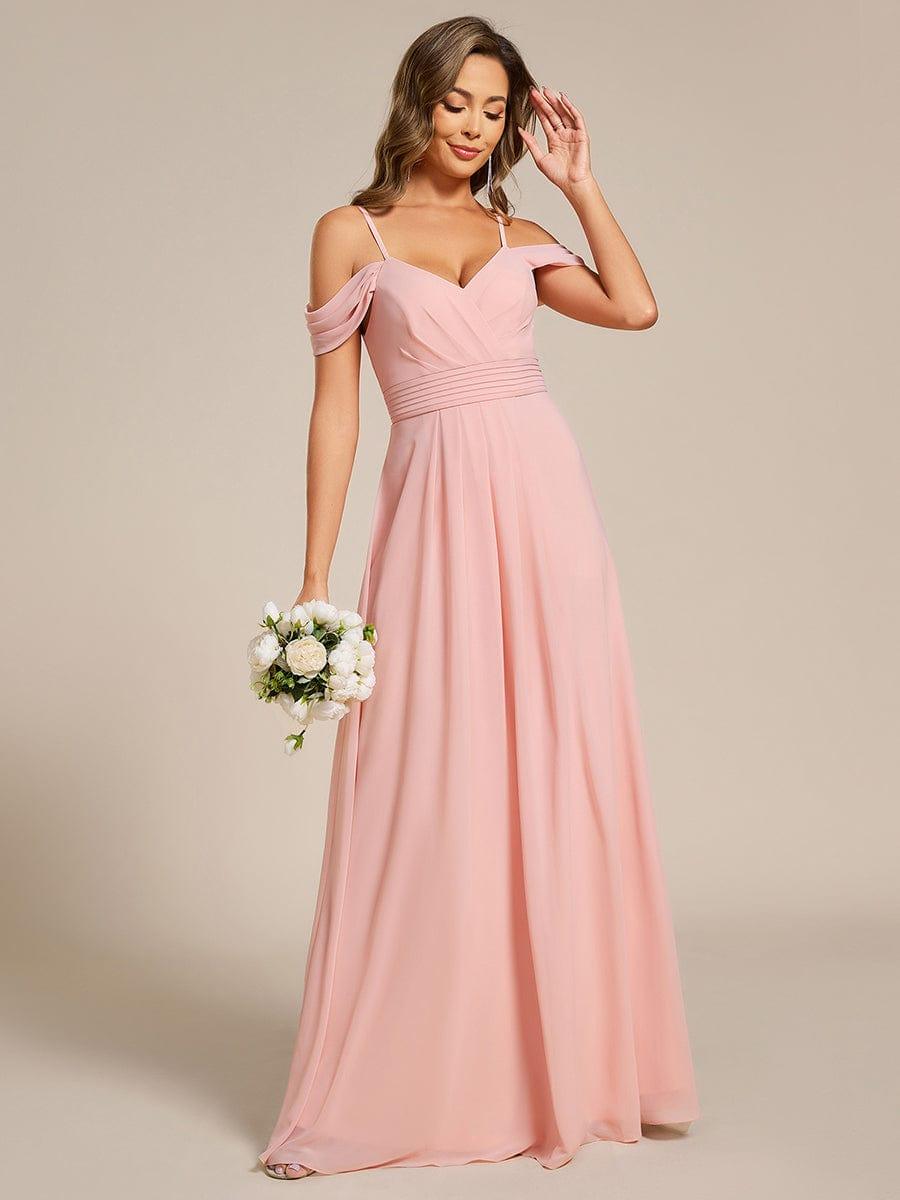 Multiway A-Line Off the Shoulder Chiffon Maxi Bridesmaid Dress #color_Pink