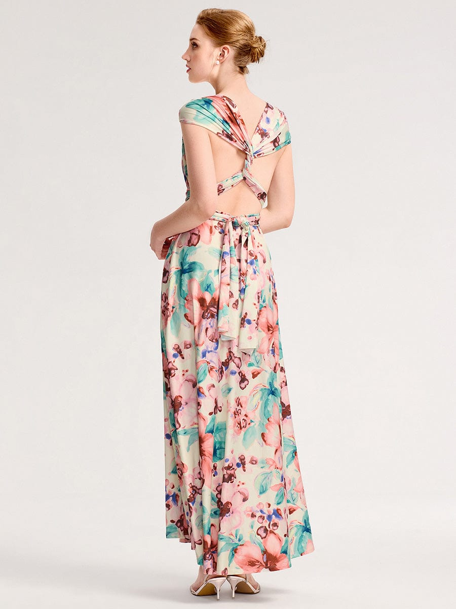 ever STYLES|High-Stretch Soft Versatile Convertible Bridesmaid Dress #color_Apricot Print
