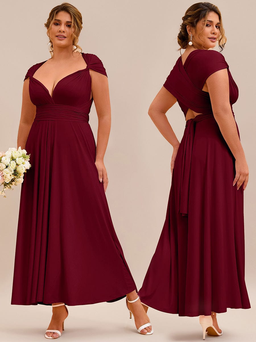 ever STYLES|High-Stretch Soft Versatile Convertible Bridesmaid Dress #color_Burgundy
