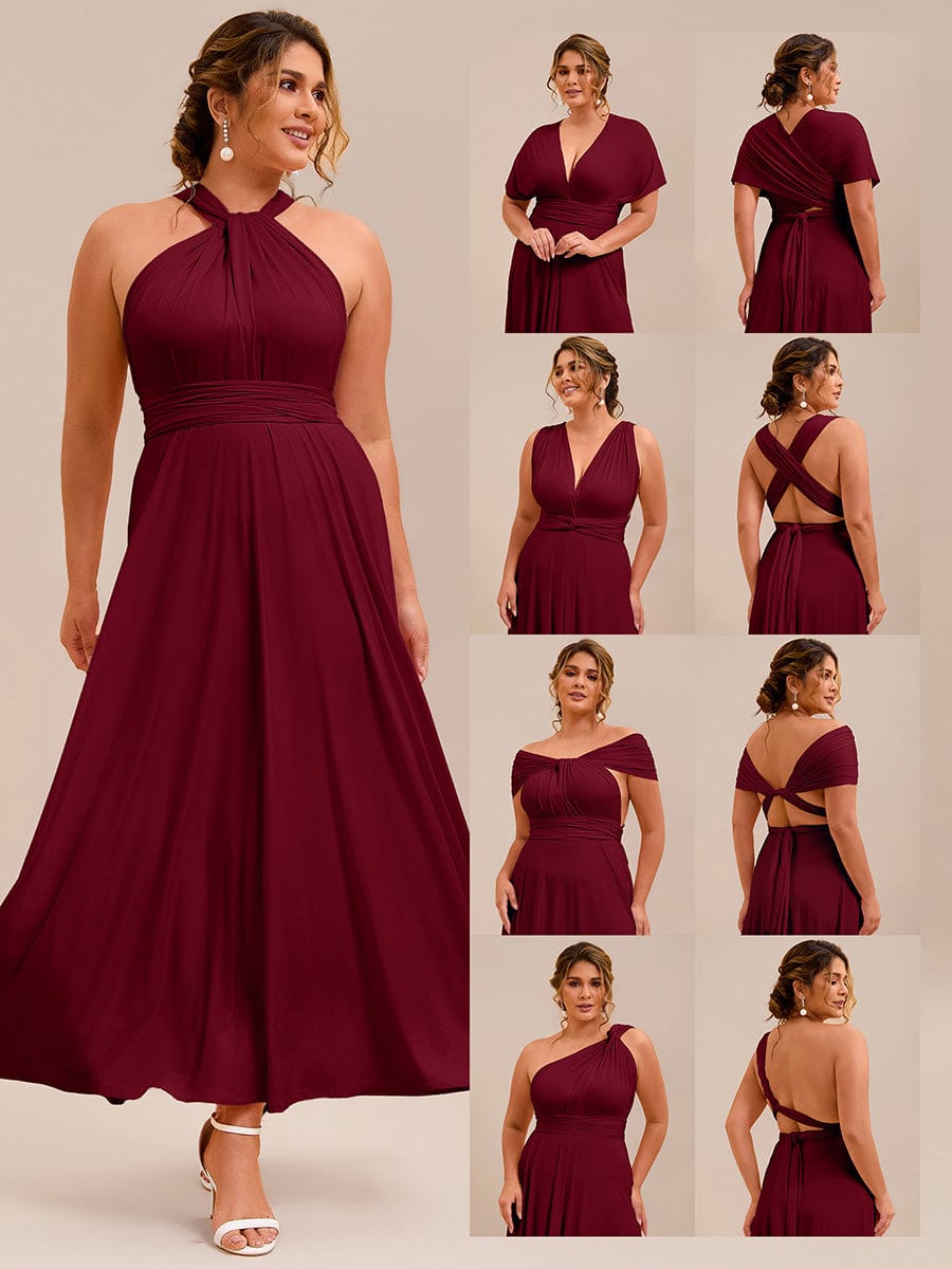ever STYLES|High-Stretch Soft Versatile Convertible Bridesmaid Dress #color_Burgundy