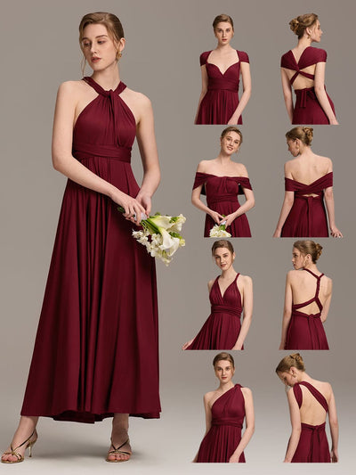 ever STYLES|High-Stretch Soft Versatile Convertible Bridesmaid Dress #color_Burgundy